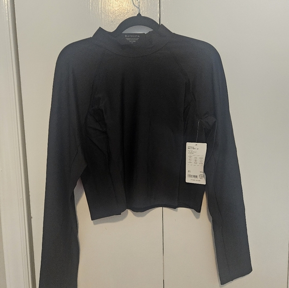 Athleta NWT Interval Mock Neck Top Black - Picture 2 of 5